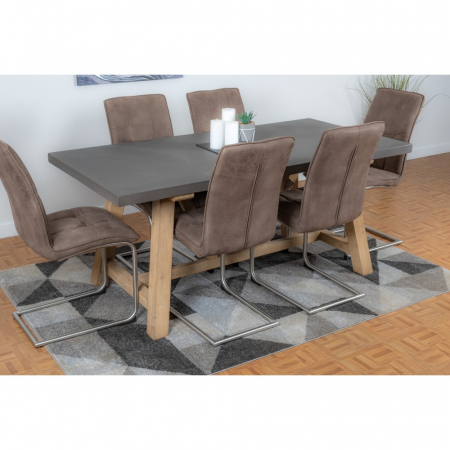 Heath Large Dining Table Set With Six Grey Chairs